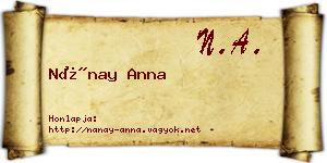 Nánay Anna névjegykártya